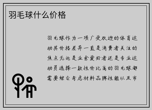 羽毛球什么价格